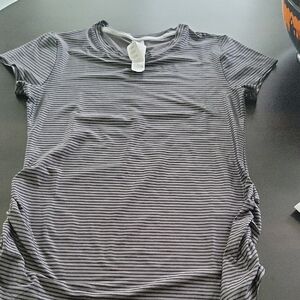 New Balance Striped Black and Gray Women's Top. Ruching On Side. Never Worn.